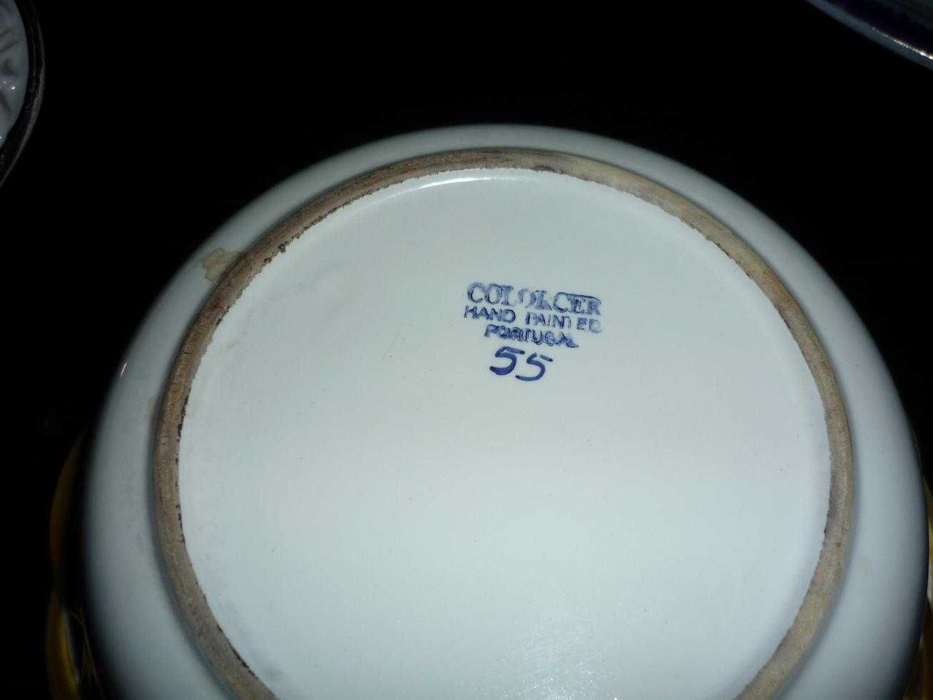 Tigela ou fruteira amarela em faiança numerada pintada mão