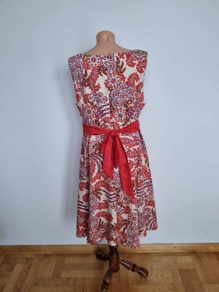 Kwiecista bawełniana sukienka John Rocha rozmiar 48