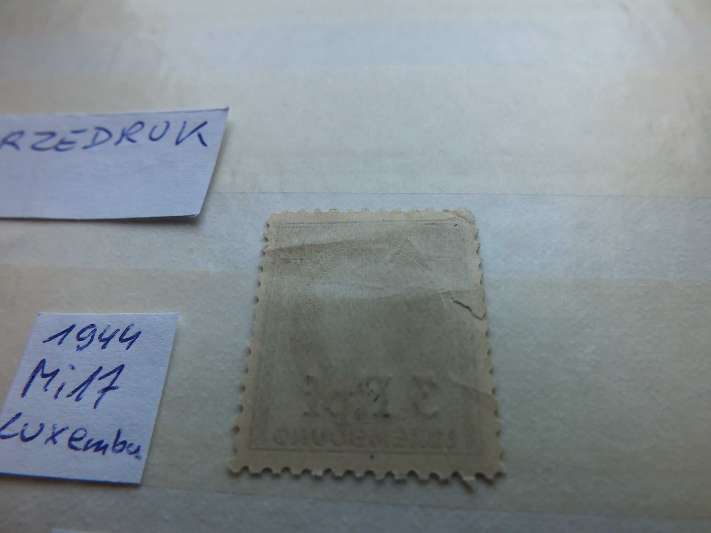 2szt. znaczki Mi29 przedruk BELGIA 1912r.,czysty Mi17 LUXEMBURG 1944r.