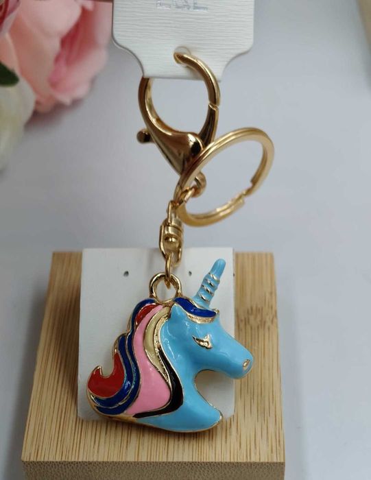 Brelok Jednorożec Niebieski Uroczy Zawieszka do Kluczy Torebki Plecaka
