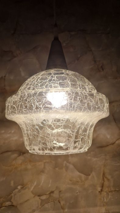 Polski Space Design / crackle glas _ lampa PRL _vintage