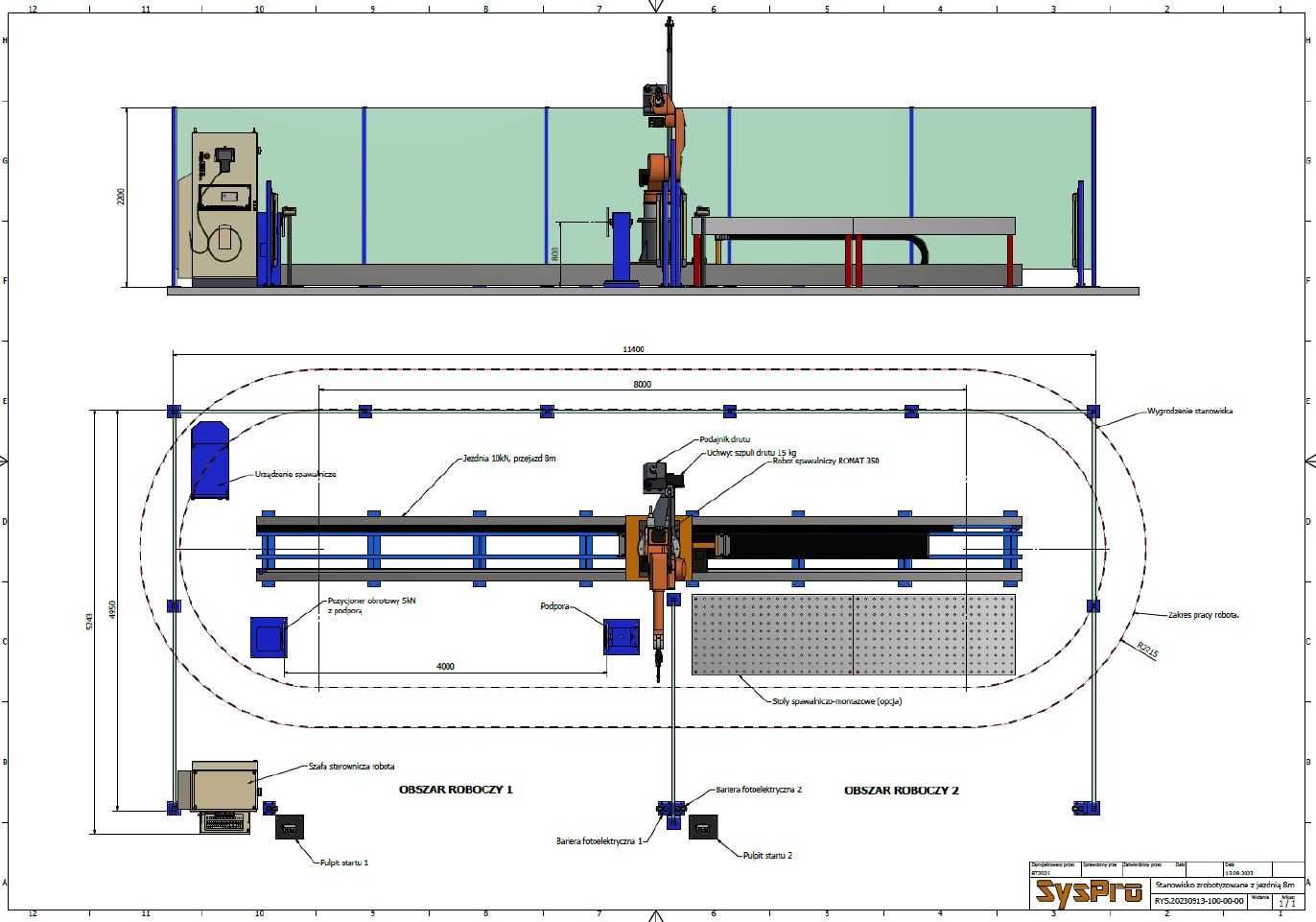 Używany robot spawalniczy CLOOS , jezdnia do robota 8m, obrotnik