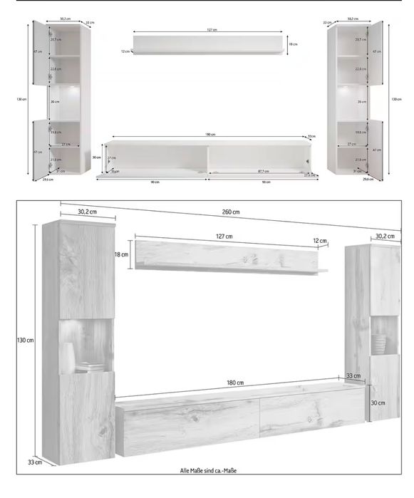 Podwieszana meblościanka, ścianka RTV