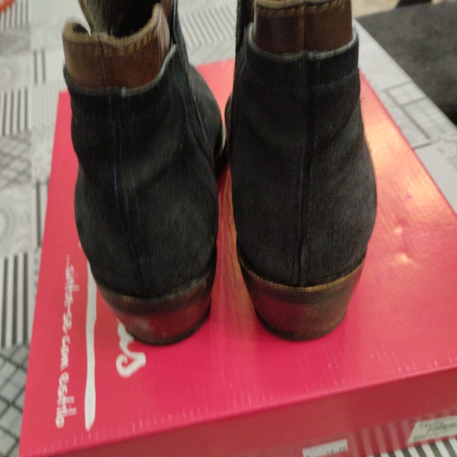 Botas azuis em camurça 36