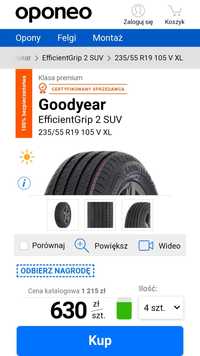 Okazja 800 zł taniej 4 x 235 55 R19 GOODYEAR lato