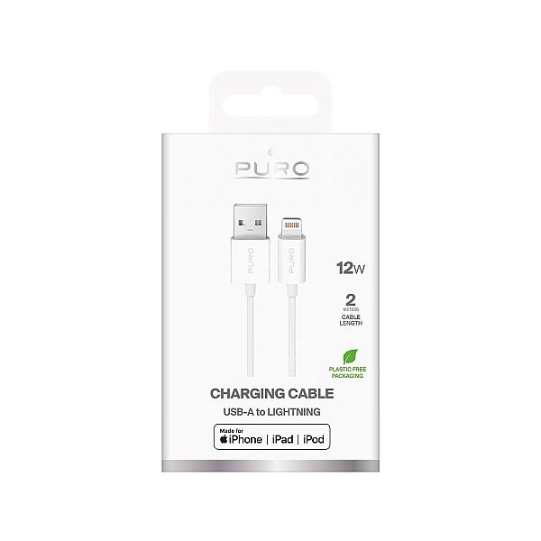 Kabel Puro TPE 12W USB-A - Lightning 2m - biały