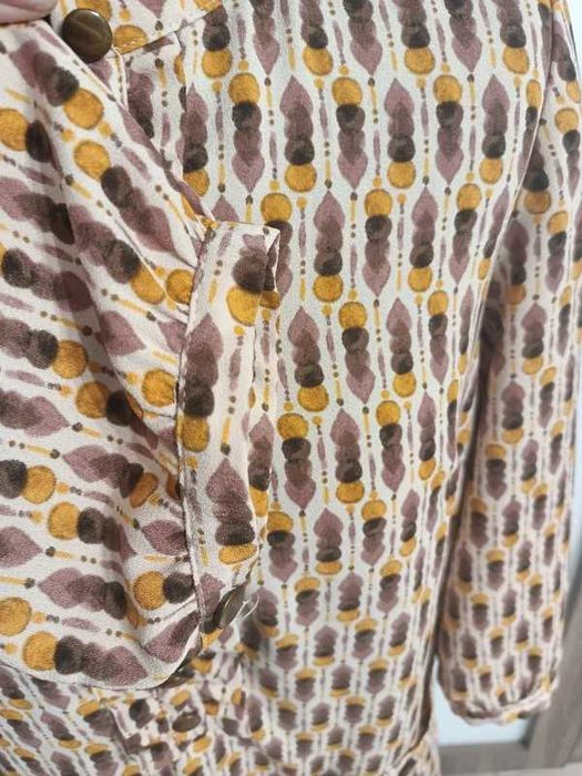 Sukienka We Wzory Rękaw 3/4 Styl Vintage H&M Rozmiar 38