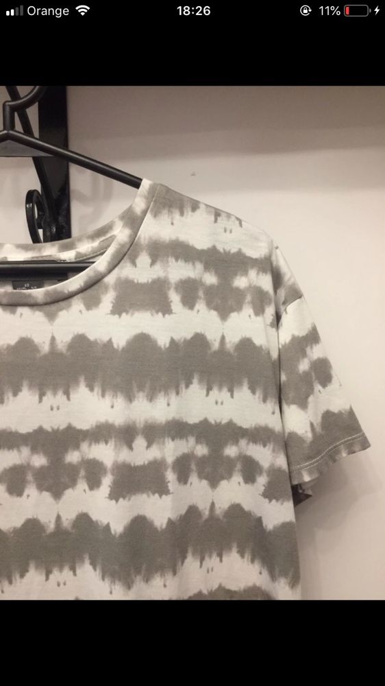 Koszulka t-shirt tie die z falbanką krótki rękaw primark XS/S