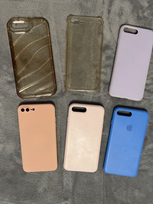 Набір (6 шт.) чохлів для iPhone 7 Plus / 8 Plus. Силікон та прозорі.