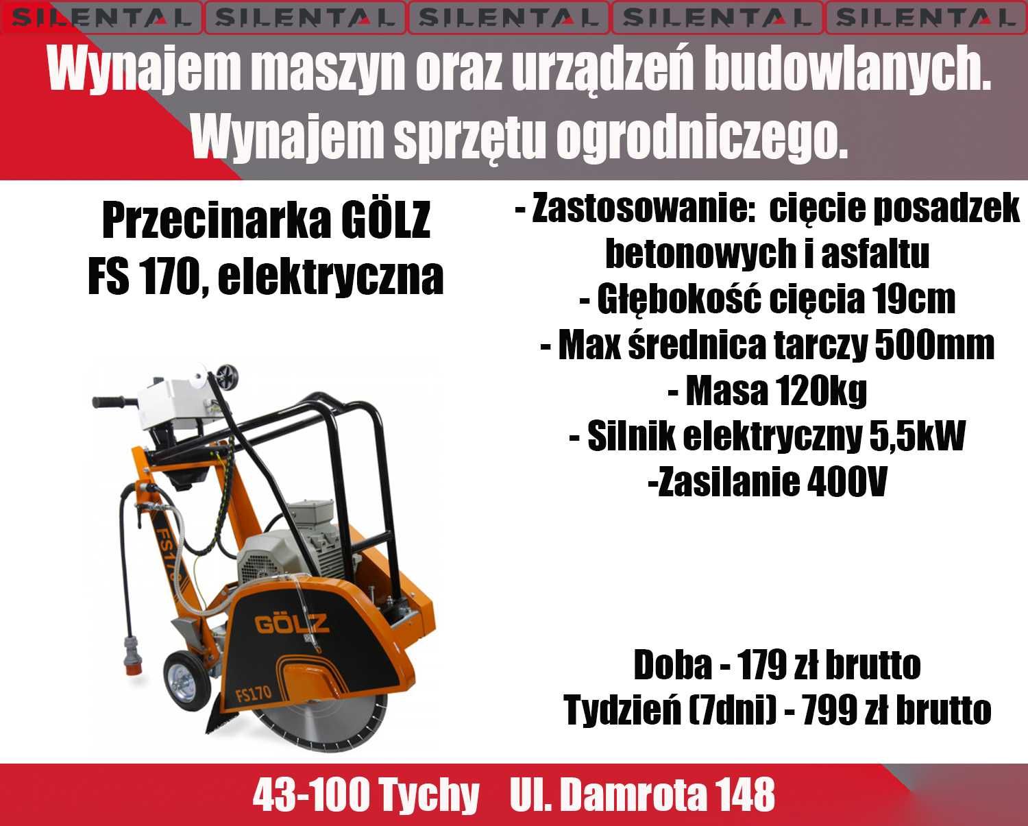 Piła jezdna przecinarka do betonu asfaltu spalinowa elektryczna TYCHY