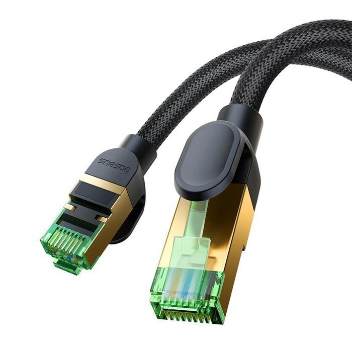 Baseus szybki kabel sieciowy RJ45 cat. 8 40Gbps 20m pleciony czarny