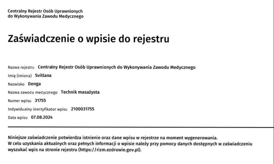 Masaż prozdrowotny w Łodzi