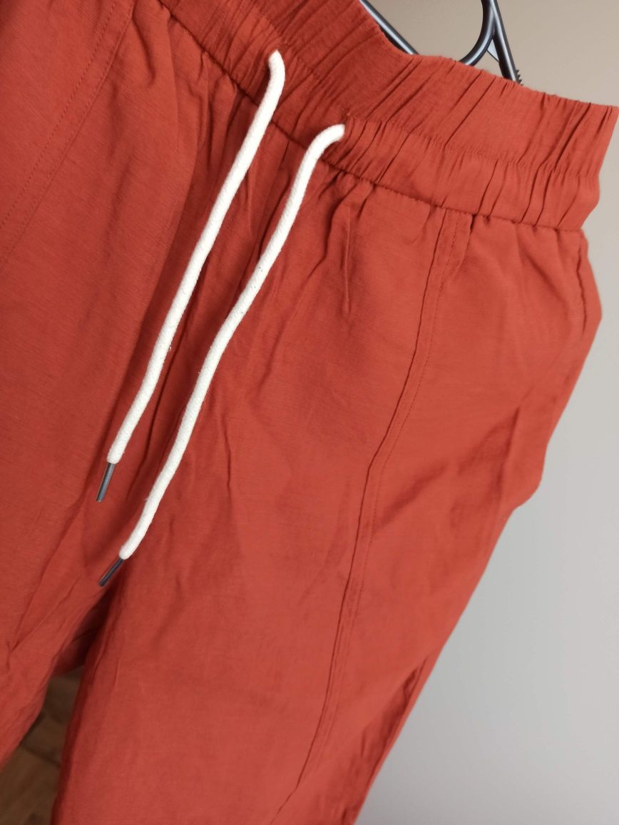 Spodnie Zara XS, alladynki, cienkie materiałowe, pomarańczowe, ceglane