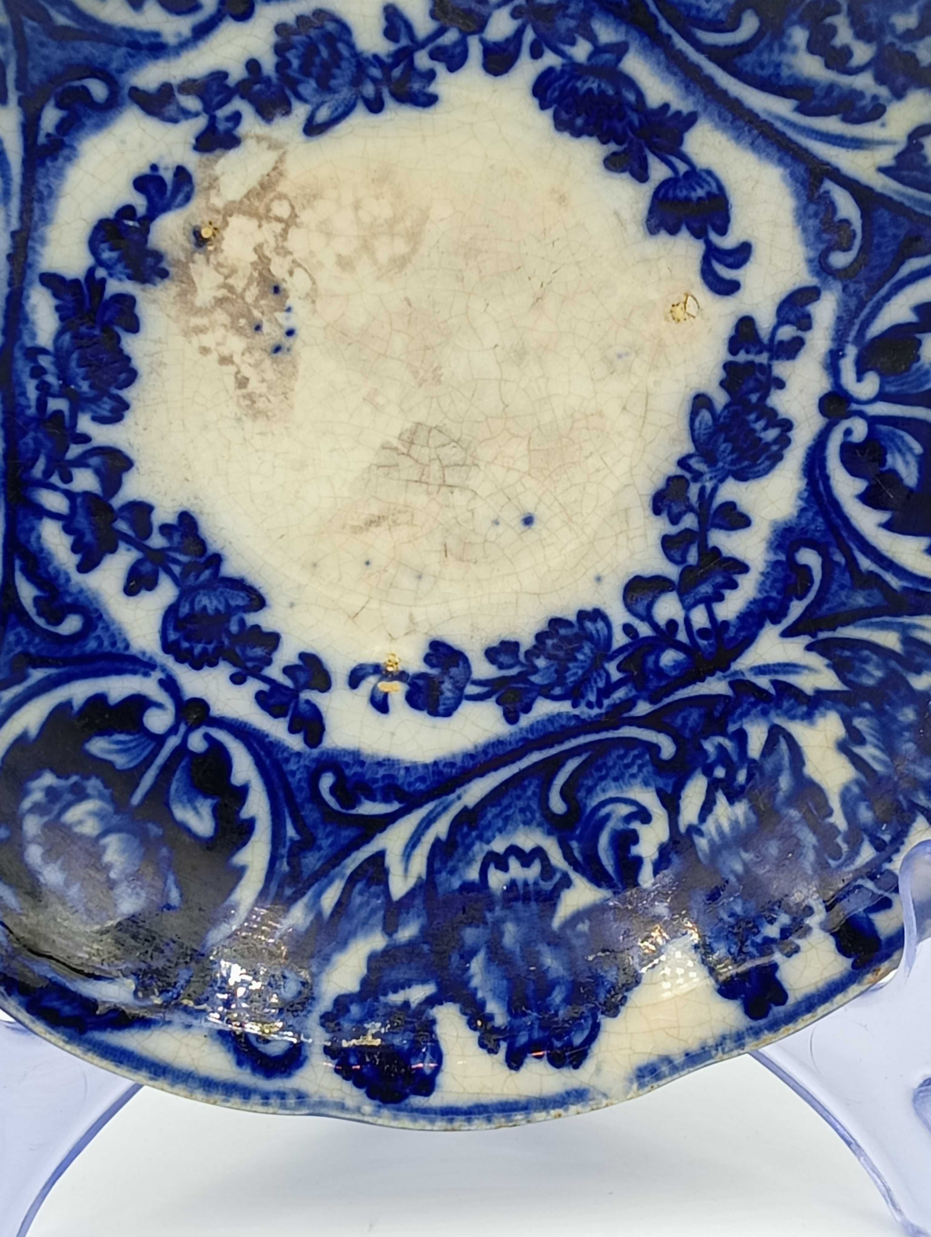 Stary porcelanowy talerzyk podstawka Gustavsberg Szwecja Kobaltowy
