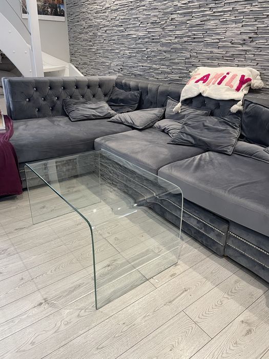 Nowoczesny stolik ze szkła giętego przeźroczysty elegancki salon