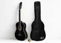 Czarna gitara klasyczna 4/4 + ocieplany pokrowiec + kostki / ZESTAW