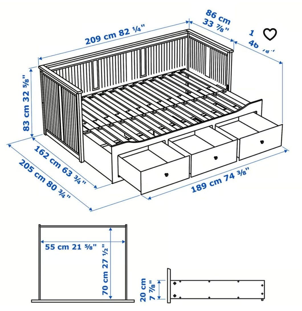 Cama individual ou casal ou sofá Ikea Hemnes