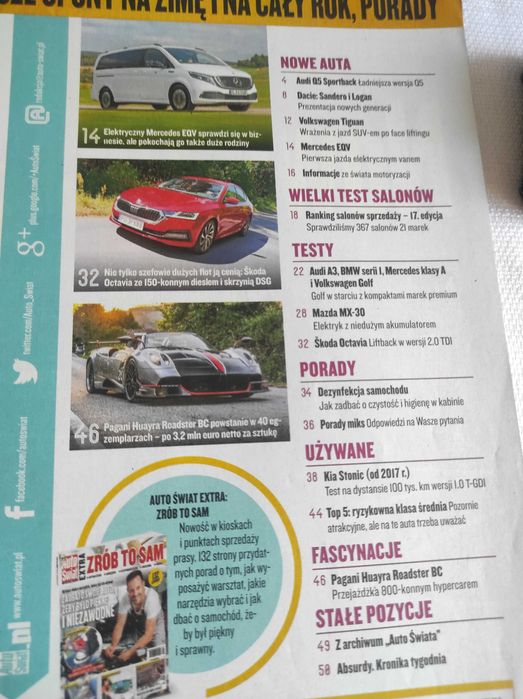 Czasopismo Auto Świat WYSZUKAJ POJAZD 42/2020 MX-30 Q5 EQV Tiguan A3
