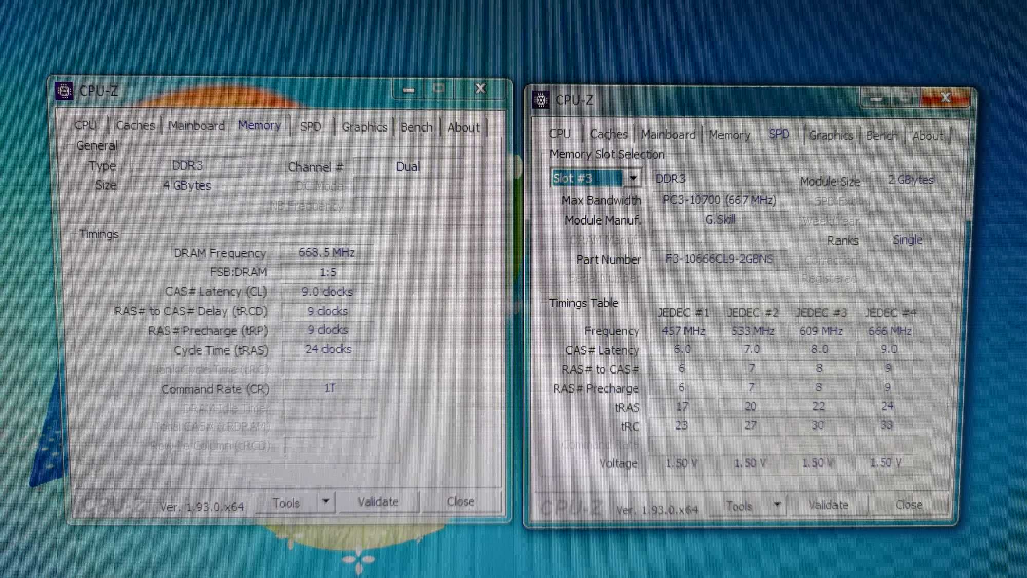 Оперативная память G Skill DDR3 2GB 1333MHz CL9 - 2+2=4ГБ Цена за пару