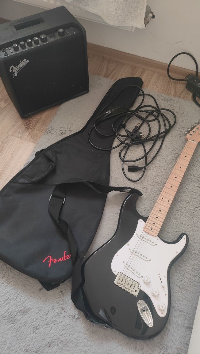 Gitara elektryczna fender stratocaster cały zestaw