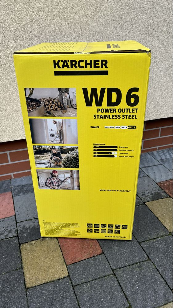 Пылесос KARCHER WD6 P S V-30/6/22/T с розеткой пилосос kercher