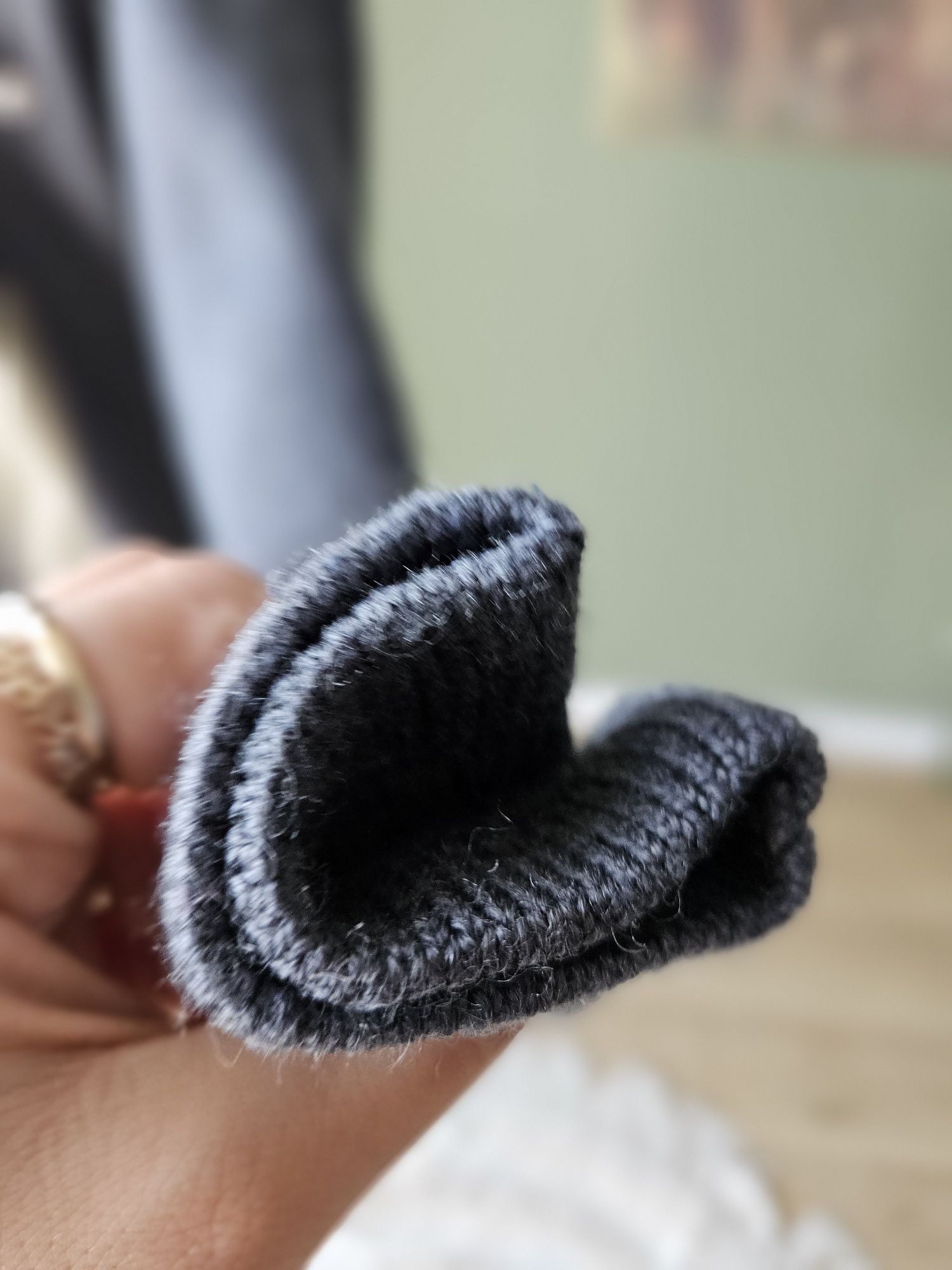 Jesienny welniany Damski niebiesko szary sweter Vintage z wełną i ango