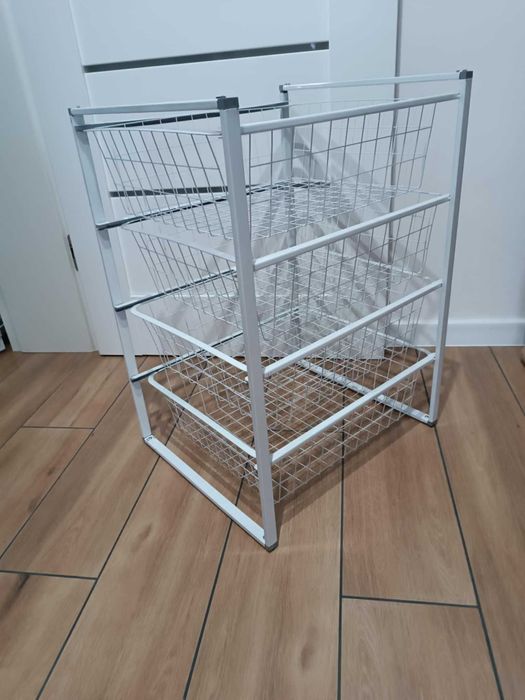 Regał ikea 4 kosze druciane, organizer biały, komoda, półka
