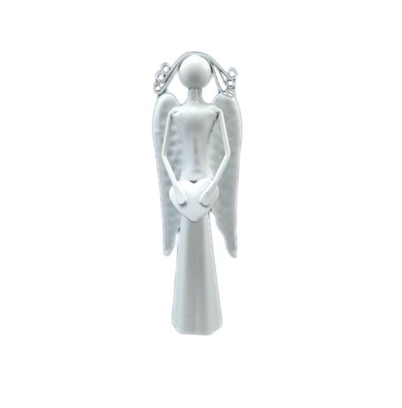 Anioł z Sercem Biały metalowy ażurowy Dekoracja Wysyłka