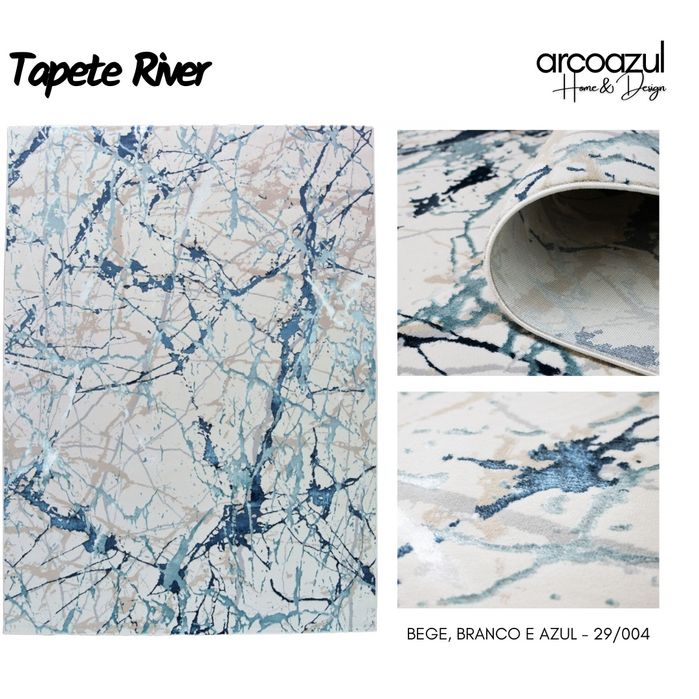Tapete River Abstracto Dourado e Branco - 190x290cm By Arcoazul