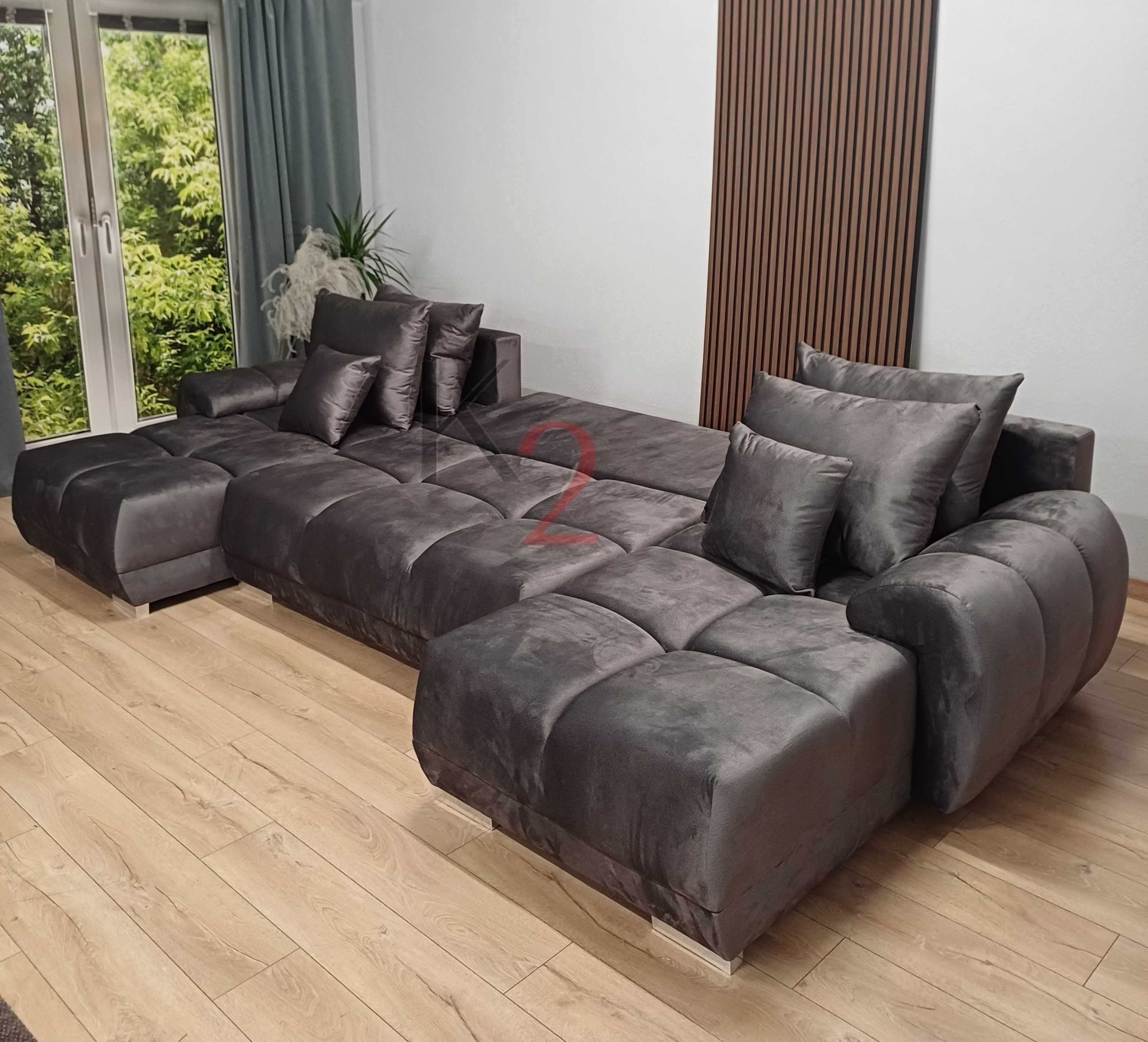Narożnik Alaska U Duży Modny Pikowana Kanapa Sofa do Salonu +GRATIS
