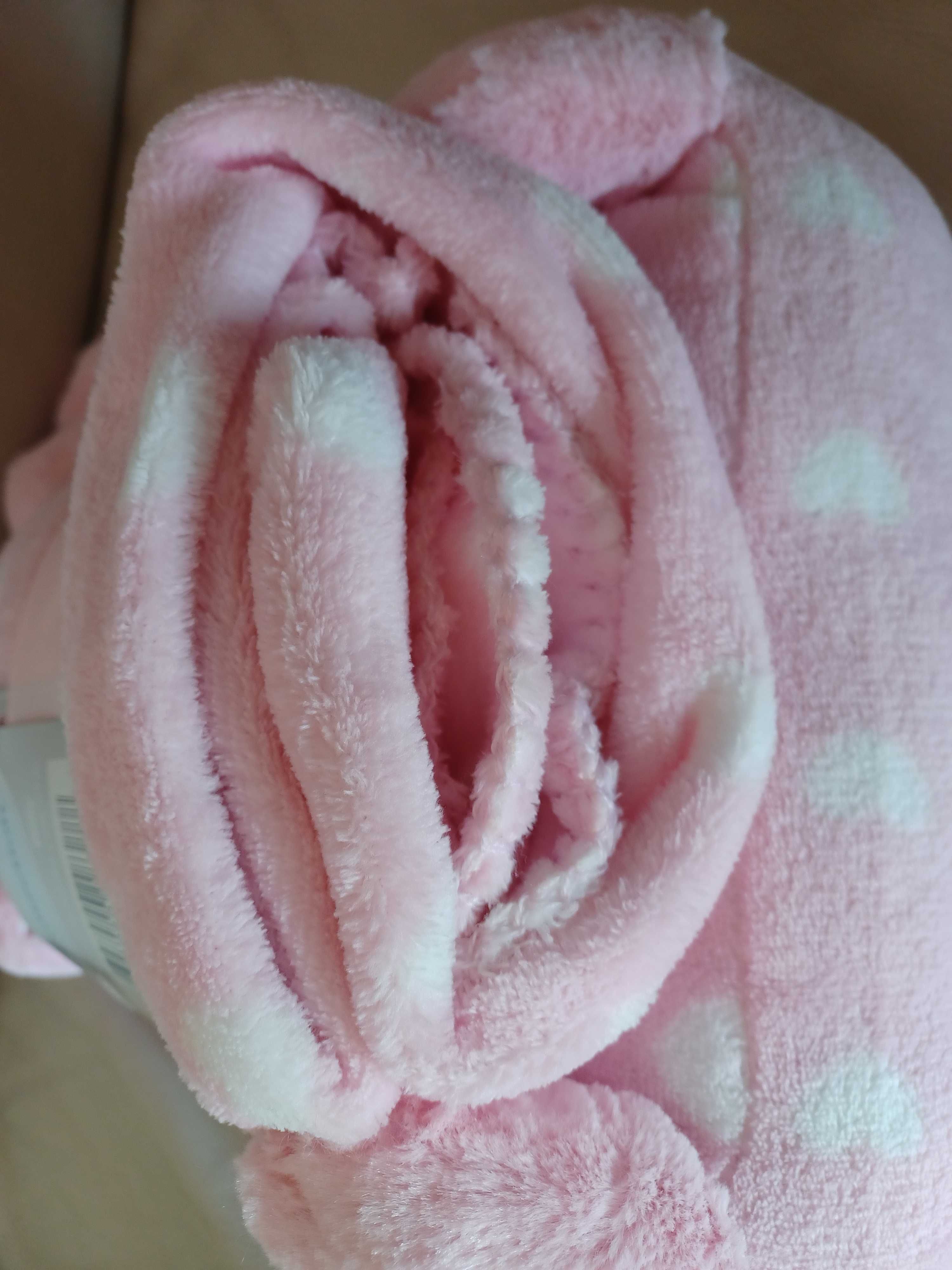 Manta e Almofada Peluche rosa para Bébé