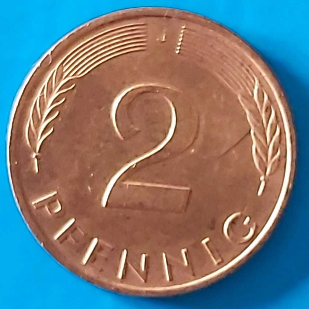 2 Pfennig de 1996 J, Alemanha Ocidental