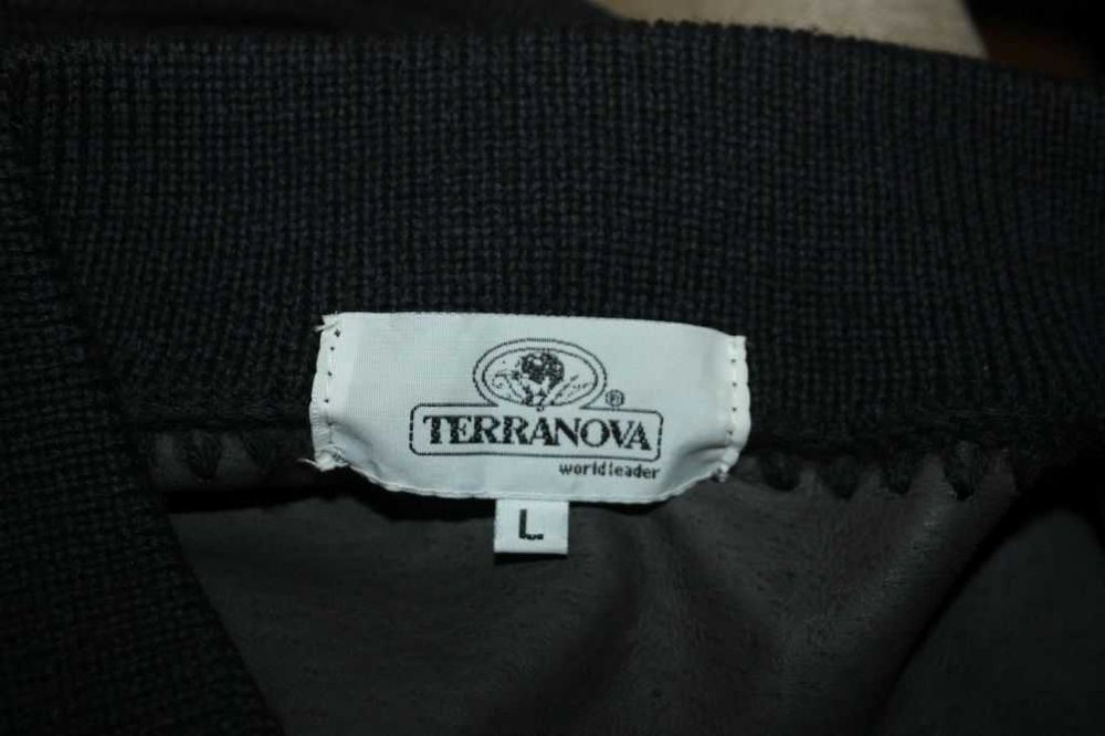 Terranova-sweter zapinany,zamsz naturalny+wełna,roz.L