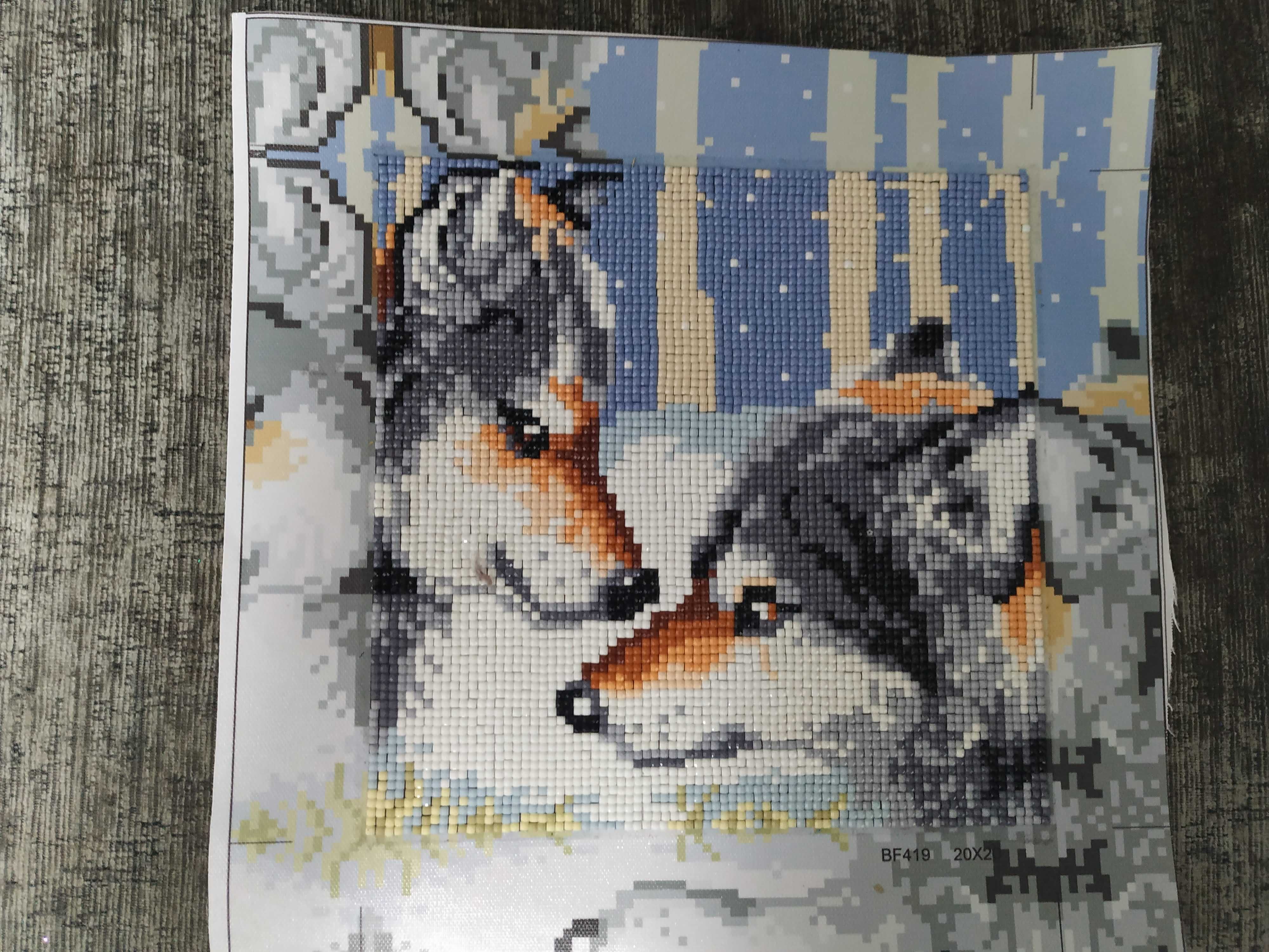 Готова картина в техніці алмазна мозаїка, Вовки