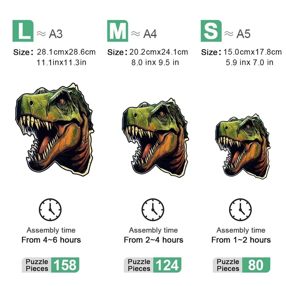 Puzzle drewniane dinozaur T-rex rozmiar L