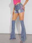 Spodenki Jeansowe Sznurowane Sexy Spodnie Dzwony 2W1 Shein 26