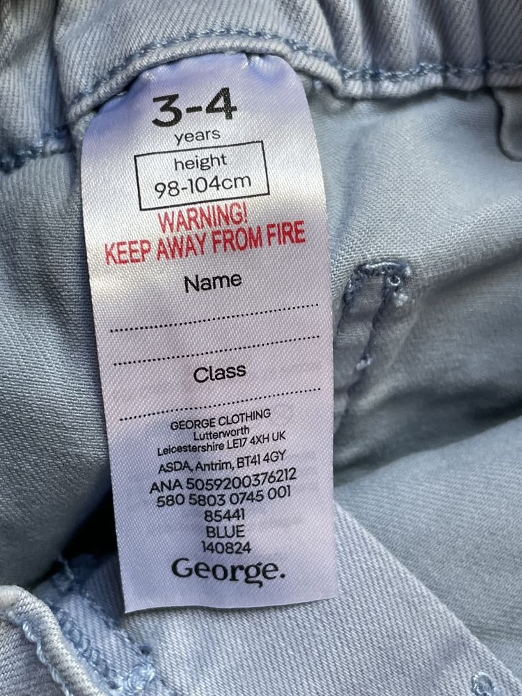 98-104 George wide leg szerokie spodnie miękkie jeansy kuloty z gumką