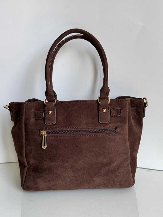 Torba Flora&Co torebka shopper zamsz zamszowa eco brązowa czekoladowa