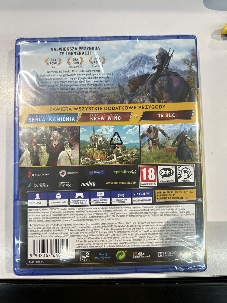 Wiedźmin 3 dziki gon edycja gry roku ps4 nowa w folii