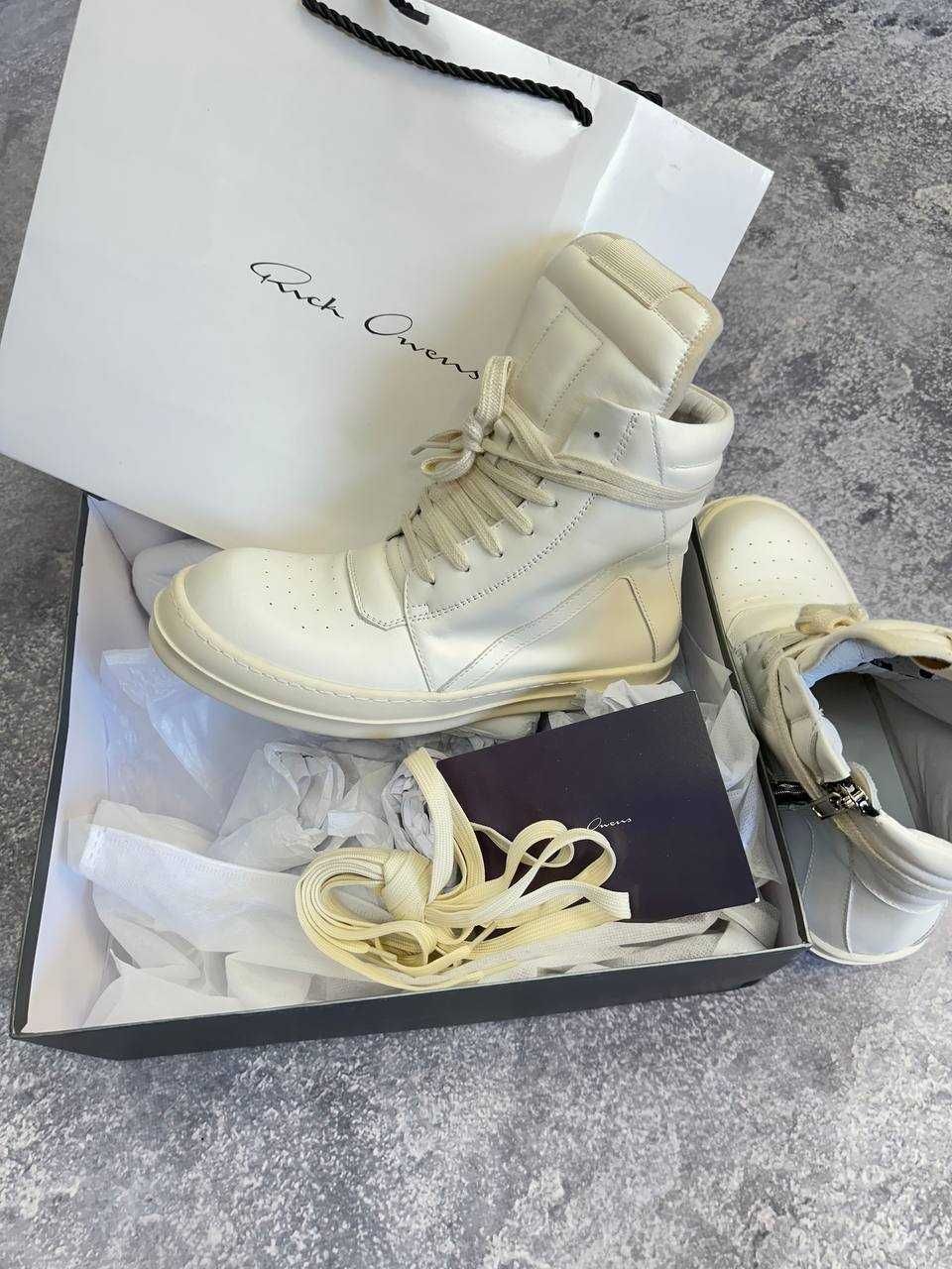 Rick Owens Geobasket Ramones jumbo laces білі кеди opium archive Milk
