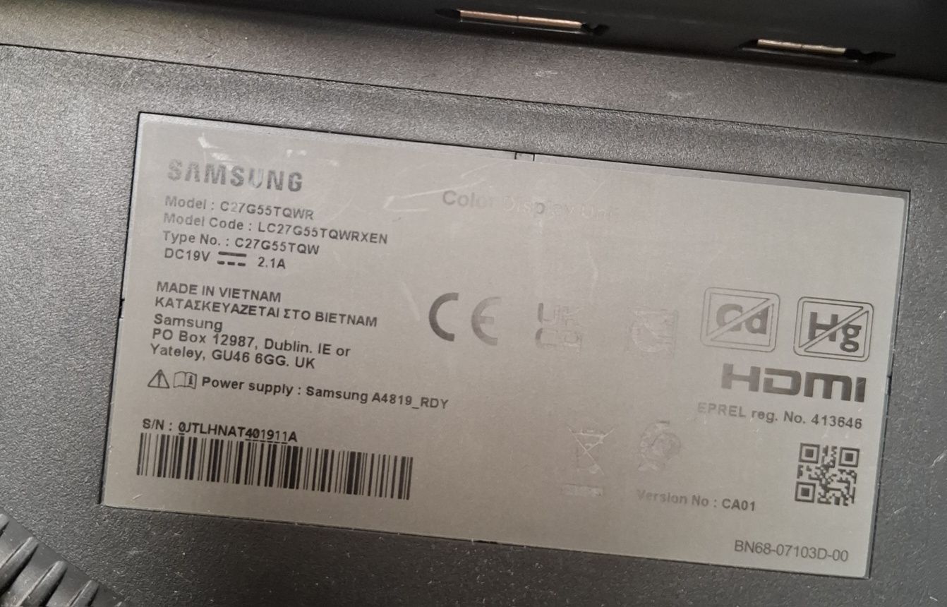Monitor samsung 27 cali 144Hz