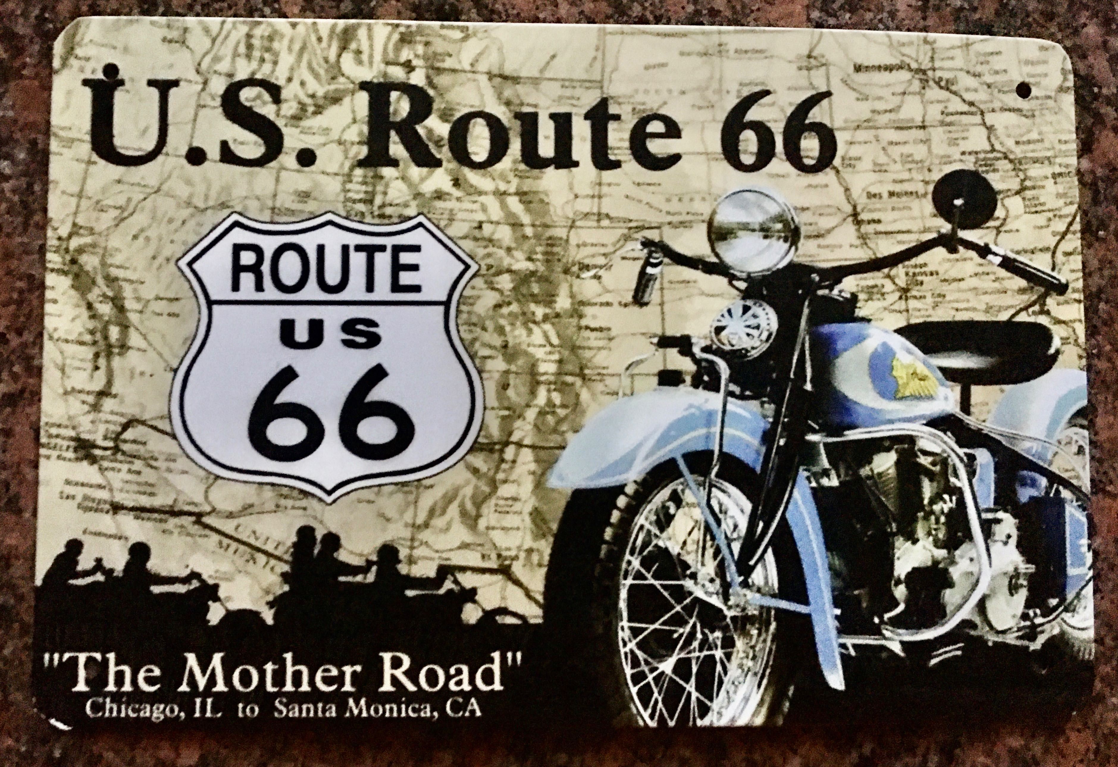 Декор помещений баров кафе табличка Route 66 USA металл 20х30