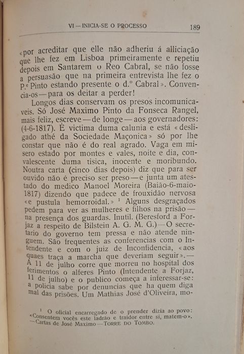 Livro de Raul Brandão "1817 a Conspiração de Gomes Freire" PORTES GRÁT