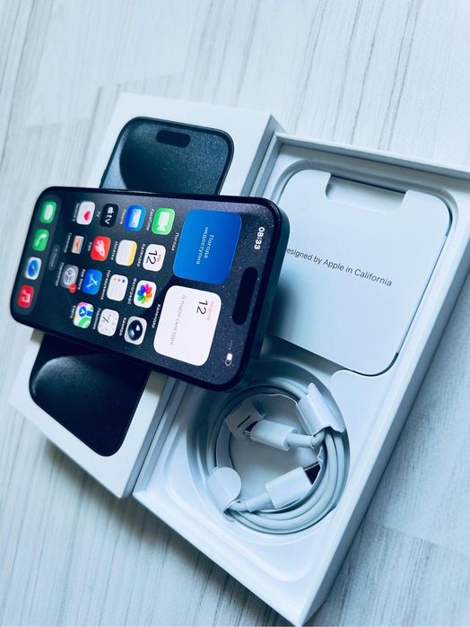 З гарантією iphone 15pro 128gb black titanium neverlock 87%фіз сім