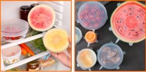 conjunto 6 Tampas silicone elásticas vedantes tuperweres