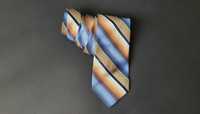 Krawat w brązowo granatowe pasy, Gabriel Collection