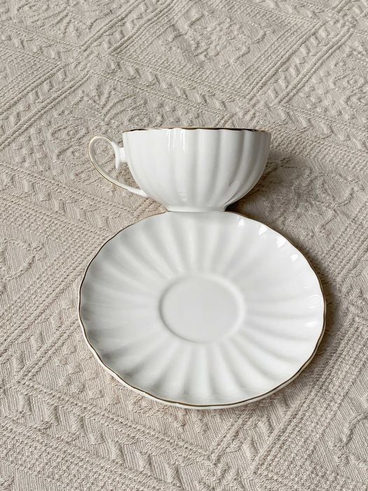 home&you filiżanka ze spodkiem Morelli porcelana biała 180 ml