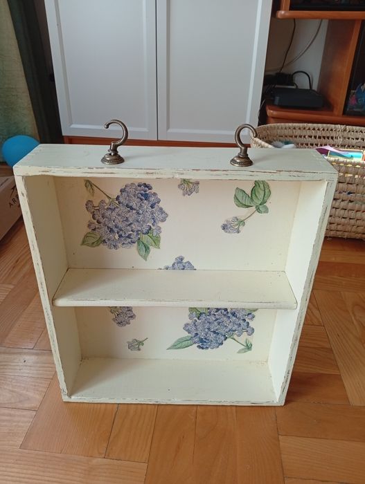 Drewniana półka szafka decoupage vintage