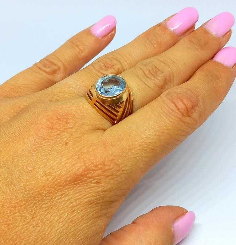 Złoty pierścionek niebieski kamień Pr.585 W:6,75gr R.13,