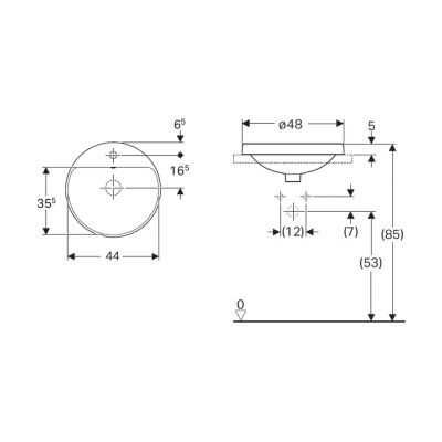 Nowa umywalka Koło Variform 48 cm wpuszczana okrągła